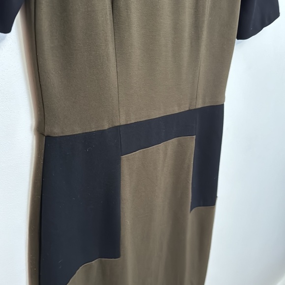 Mango Suit Green Black Military Color Block Dress Size Medium - Picture 7 of 11